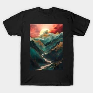 Abstract Mountain Sunset T-Shirt